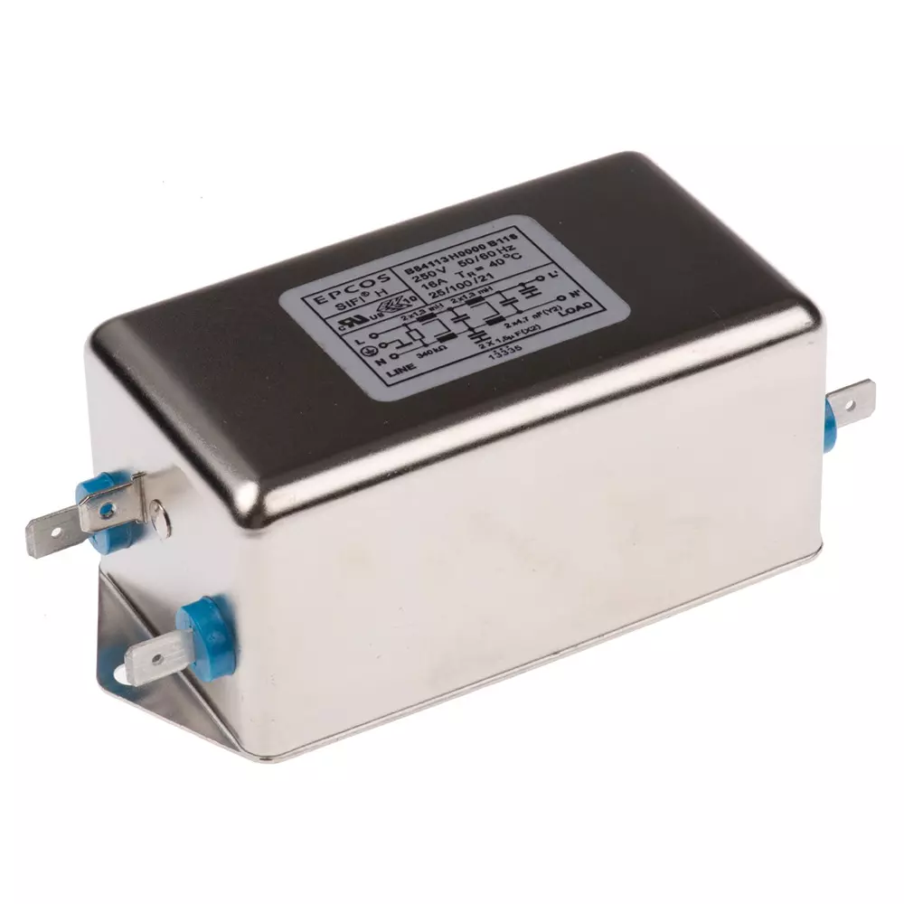 Epcos B84113H Series Chassis Mount EMC Filter 16 Amp Current Rating 1 Phase 250 V AC/DC 52 mm Length, B84113H0000B116