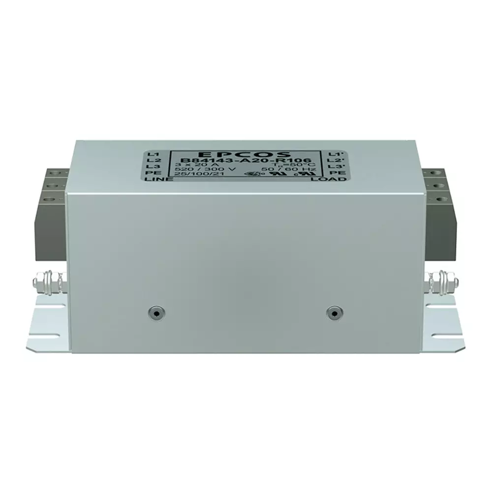 Epcos B84143A*R106 Series Flange Mount EMC Filter 3 Phase 65 Amp Current Rating 520 V AC 217 mm Length, B84143A0065R106