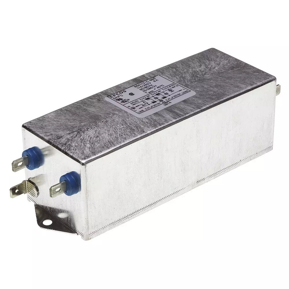 Epcos B84113C Series Chassis Mount EMC Filter 6 Amp Current Rating 1 Phase 250 V AC 50.8 mm Length, B84113C0000B060 (Pack of 16)