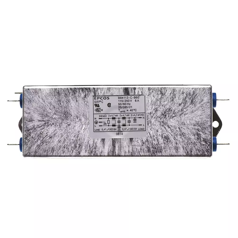 Epcos B84113C Series Chassis Mount EMC Filter 6 Amp Current Rating 1 Phase 250 V AC 50.8 mm Length, B84113C0000B060 (Pack of 16)