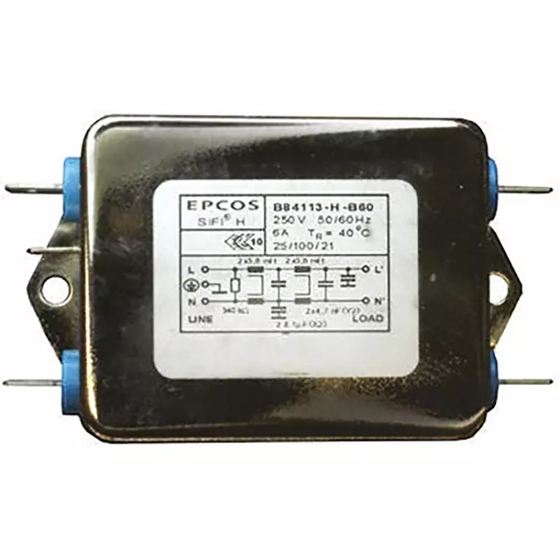 Epcos B84113H Series Chassis Mount EMC Filter 3 Amp Current Rating 1 Phase 250 V AC/DC 52 mm Length, B84113H0000B030 (Pack of 24)