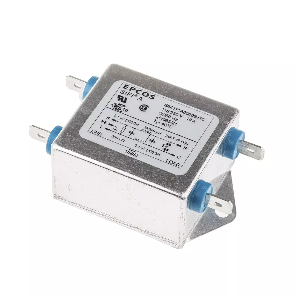 Epcos B84111A Series Flange Mount EMC Filter 1 Phase 10 Amp Current Rating 250 V AC/DC 45 mm Length, B84111A0000B110 (Pack of 32)