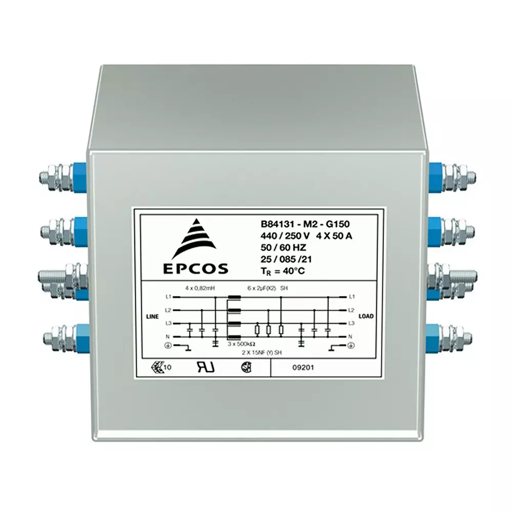 Epcos B84131 Series Flange Mount EMC Filter 3 Phase 35 Amp Current Rating 250/440 V AC 104 mm Length, B84131M0001G135