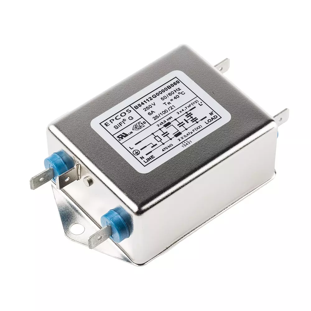 Epcos B84112G Series Chassis Mount EMC Filter 6 Amp Current Rating 1 Phase 250 V AC 52 mm Length, B84112G0000B060 (Pack of 24)