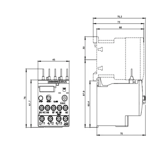 Siemens Thermal Overload Relays S00 Class 10 Screw Terminal 0.14-0.2 Amp, 3RU2116-0BB00-8K