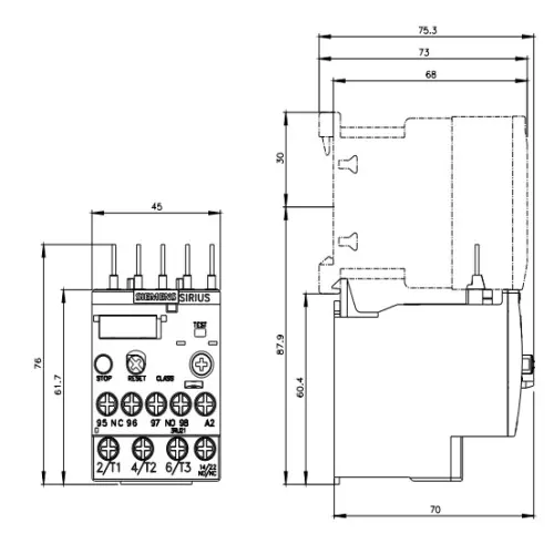 Siemens Thermal Overload Relays S00 Class 10 Screw Terminal 0.28-0.4 Amp, 3RU2116-0EB00-8K