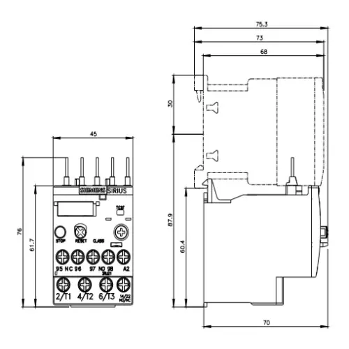 Siemens Thermal Overload Relays S00 Class 10 Screw Terminal 0.11-0.16 Amp, 3RU2116-0AB00-8K