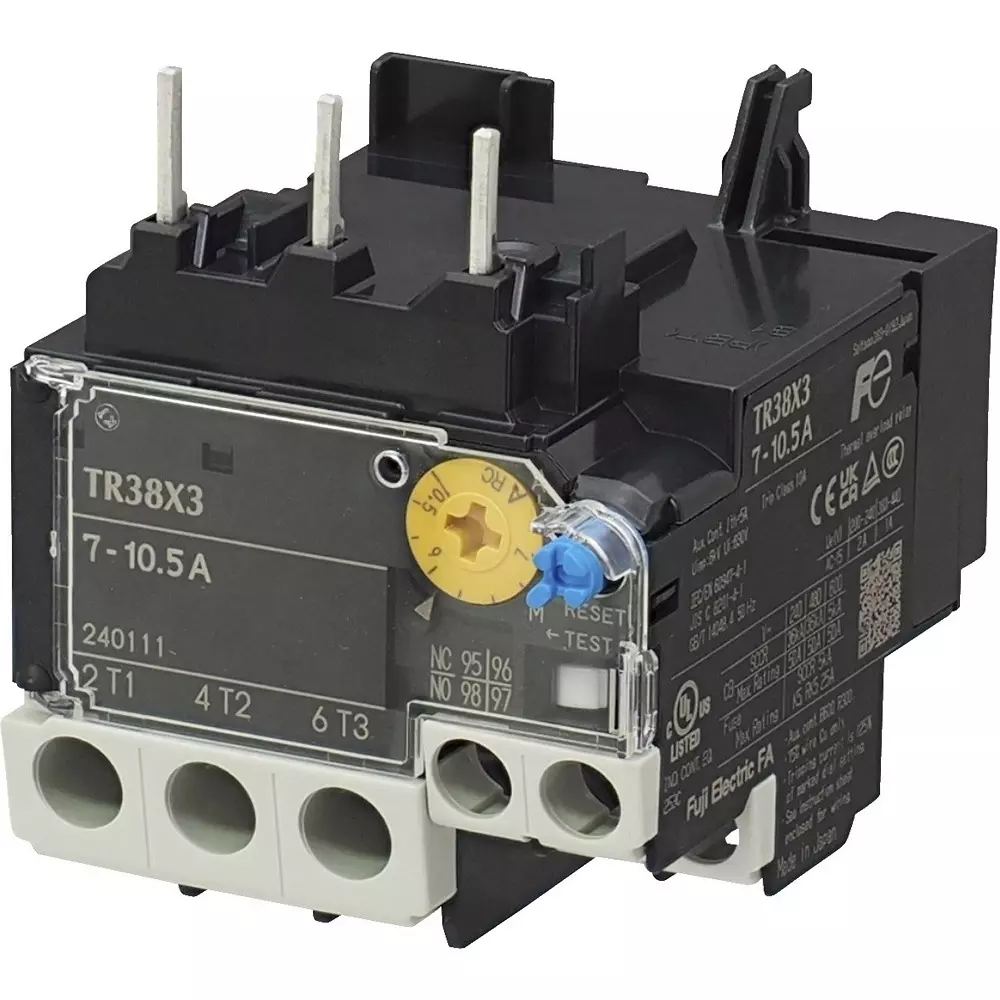 Fuji Electric Thermal Relay 7 to 10.5 Amp 2 Elements for Electromagnetic Switch, TR38X2-007Z3