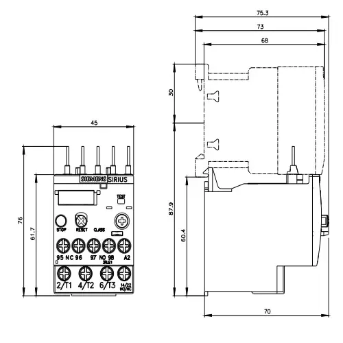 Siemens Thermal Overload Relays S00 Class 10 Screw Terminal 1.1-1.6 Amp, 3RU2116-1AB00-8K