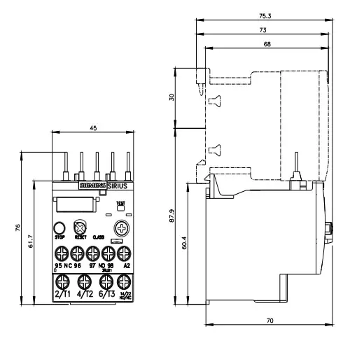 Siemens Thermal Overload Relays S00 Class 10 Screw Terminal 7-10 Amp, 3RU2116-1JB00-8K
