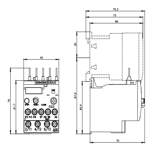 Siemens Thermal Overload Relays S00 Class 10 Screw Terminal 2.8-4 Amp, 3RU2116-1EB00-8K