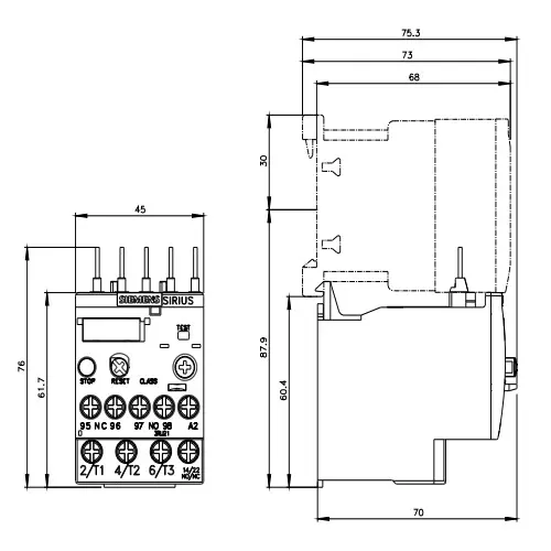 Siemens Thermal Overload Relays S00 Class 10 Screw Terminal 0.7-1 Amp, 3RU2116-0JB00-8K