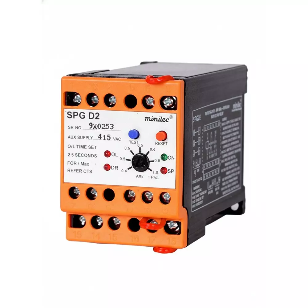 Minilec Pump Current Sensing Phase Failure Relay 3 Phase 2 CO 67 x 46&nbsp;/ 35 mm (1.37 inch) Rail Mounting 425&nbsp;g, SPG D2