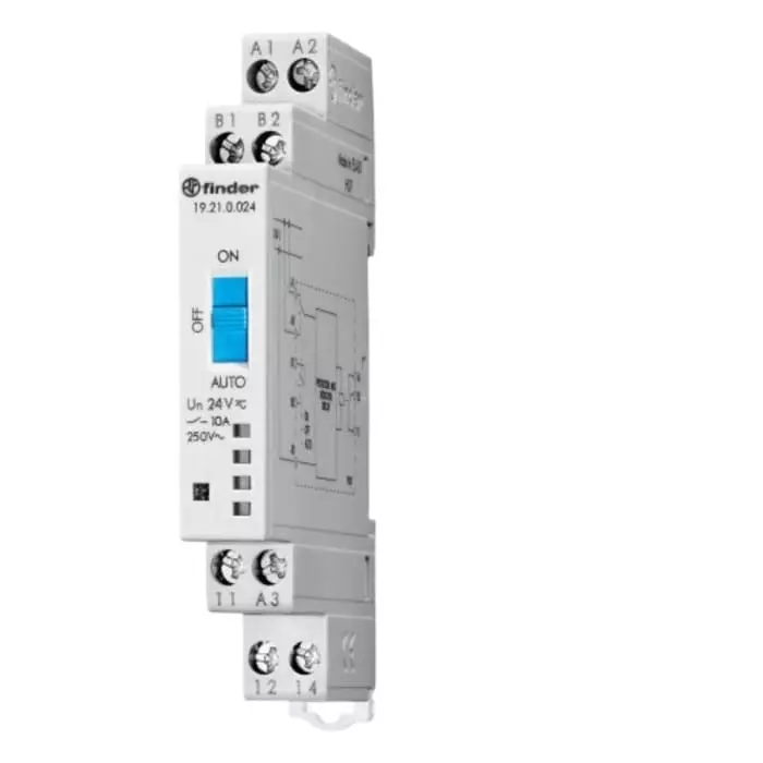 Finder 19 Series Interface Relay DIN Rail Mount 24 V DC Coil SPDT, 19.21.0.024.0000