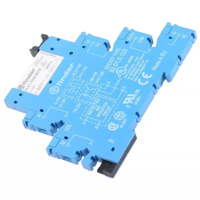 Finder 38 Series Interface Relay DIN Rail Mount 110 to 125 V AC/DC Coil SPDT 1-Pole 10m A Load, 38.51.0.125.0060
