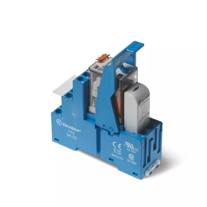 Finder 58 Series Interface Relay DIN Rail Mount 24 V Coil DPDT 2-Pole 10 A Load, 58.32.9.024.0050SMA
