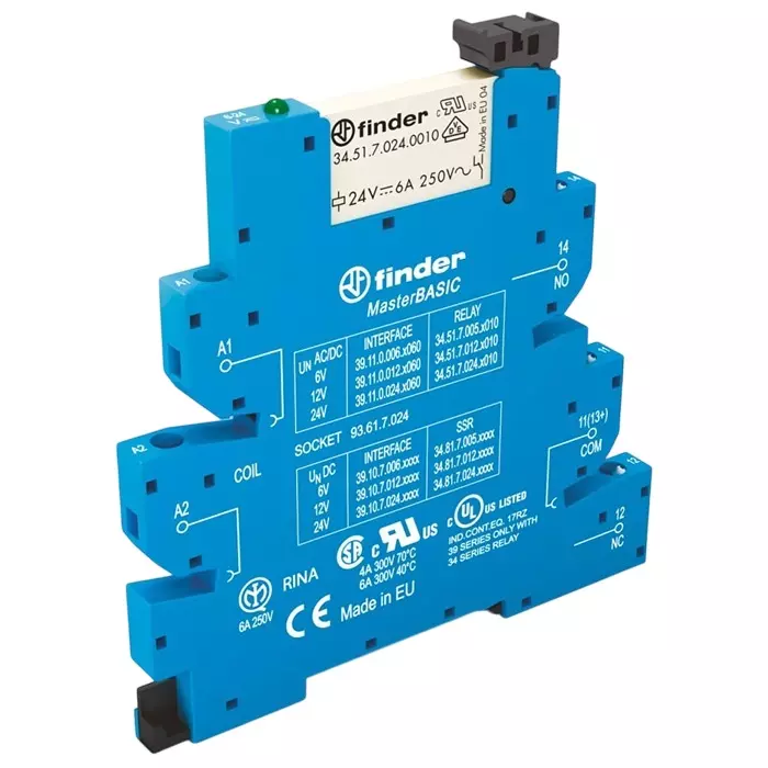 Finder 39 Series Interface Relay DIN Rail Mount 110 V AC/DC Coil SPDT, 39.11.0.125.0060