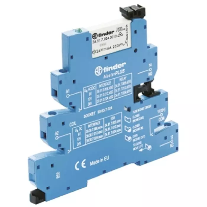 Finder 39 Series Interface Relay DIN Rail Mount 125 V AC Coil SPDT 1-Pole, 39.31.0.125.0060