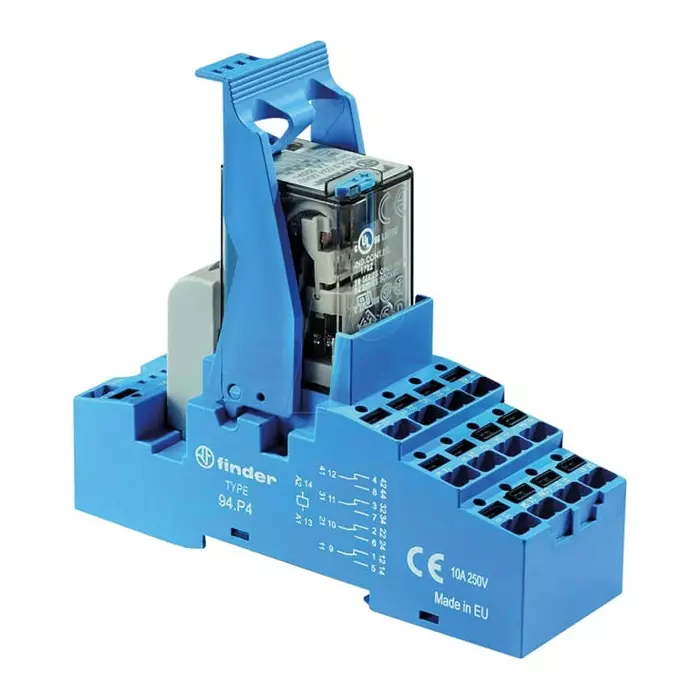 Finder 58 Series Interface Relay DIN Rail Mount 110 V AC Coil 4PDT 4-Pole 7 A Load, 58.P4.8.110.0060SMA