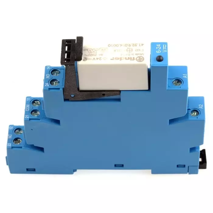 Finder 38 Series Interface Relay DIN Rail Mount 24 V AC/DC Coil DPDT 2-Pole, 38.52.0.024.0060