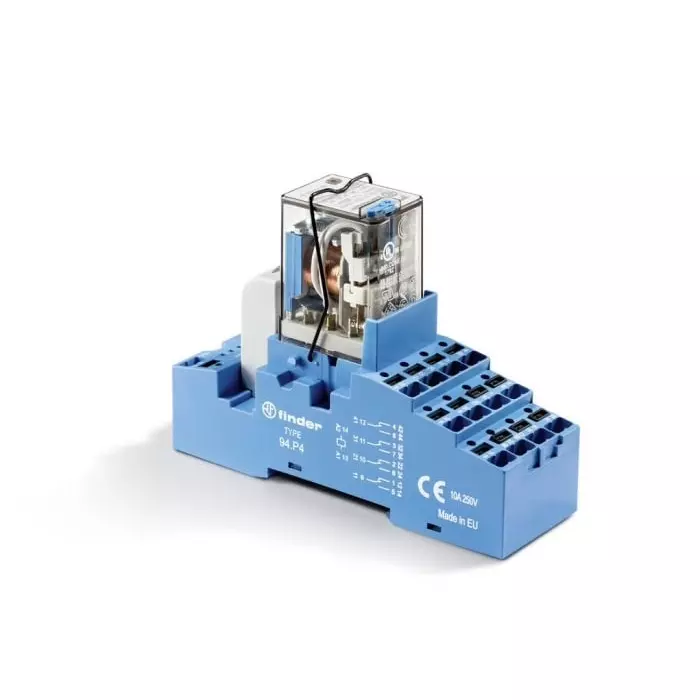 Finder 58 Series Interface Relay DIN Rail Mount 12 V AC Coil 4PDT 4-Pole 7 A Load, 58.P4.8.012.0060SMA