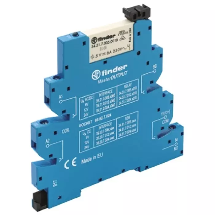 Finder 39 Series Interface Relay DIN Rail Mount 110 V AC/DC Coil SPST, 39.21.0.125.0060