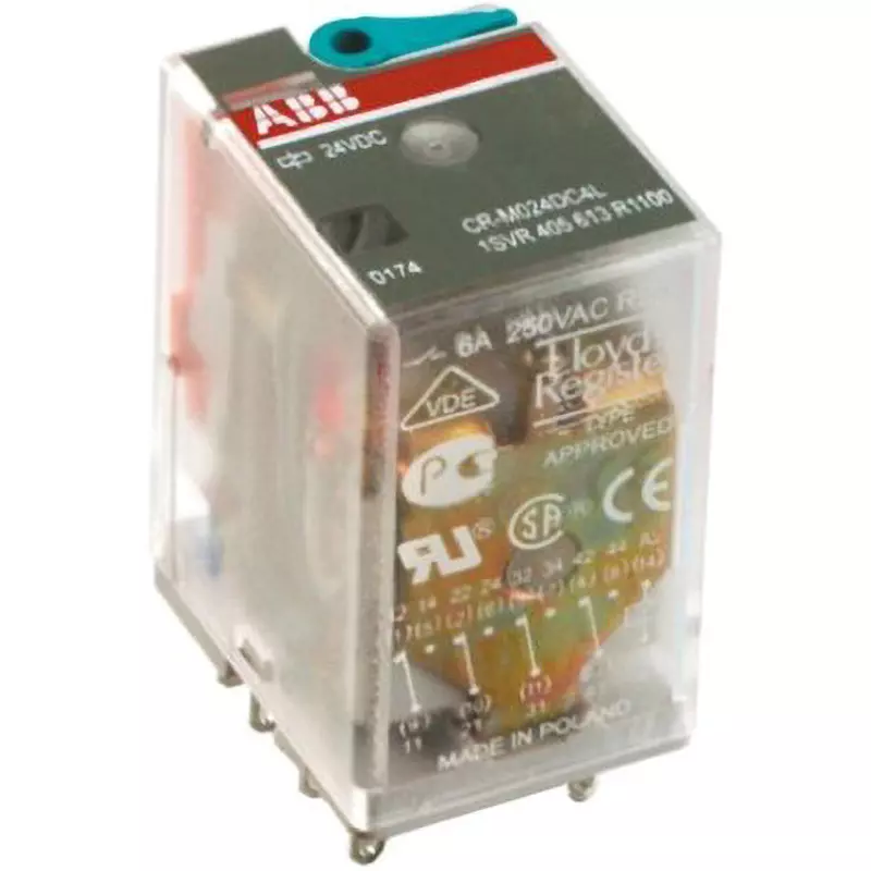 ABB Interface Relay Module AC250 V Maximum Allowable Contact Voltage DC 24 V Rated Coil Voltage, 1SVR405618R1100