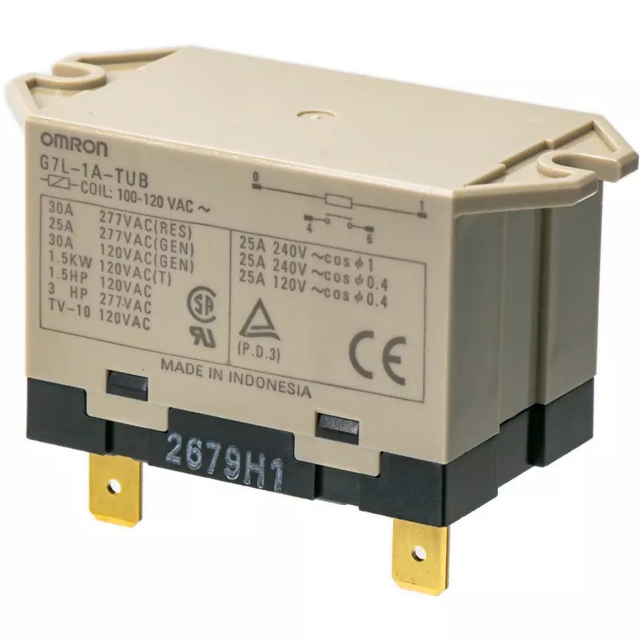 Omron Power Relay G7L AC 100/120 V A Contact Configuration, G7L-1A-TUB AC100/120