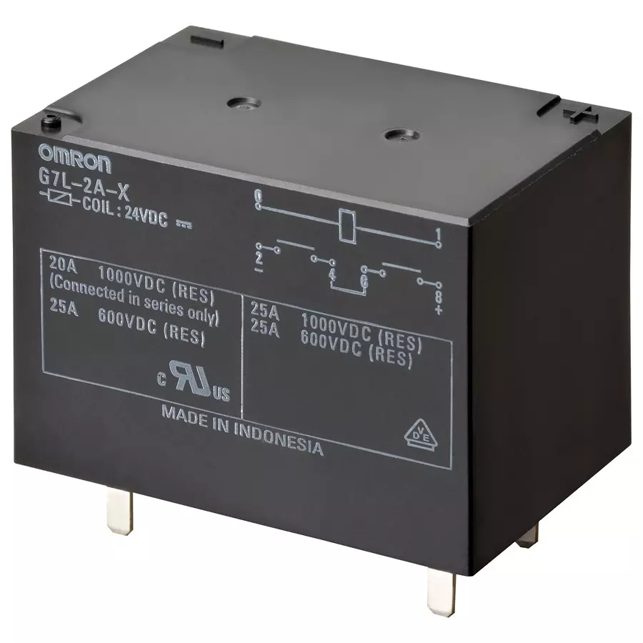 OMRON ELECTRONIC COMPONENTS POWER RELAY, DPST-NO, 25A, 1KVDC, TH, G7L-2A-X DC12