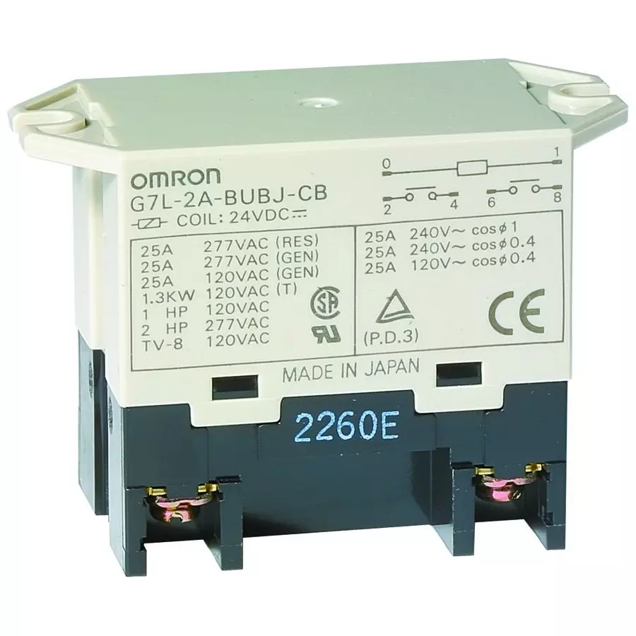 OMRON ELECTRONIC COMPONENTS RELAY, SPST-NO, 250VAC, 30A, G7L-1A-BUB-J-CB AC100/120