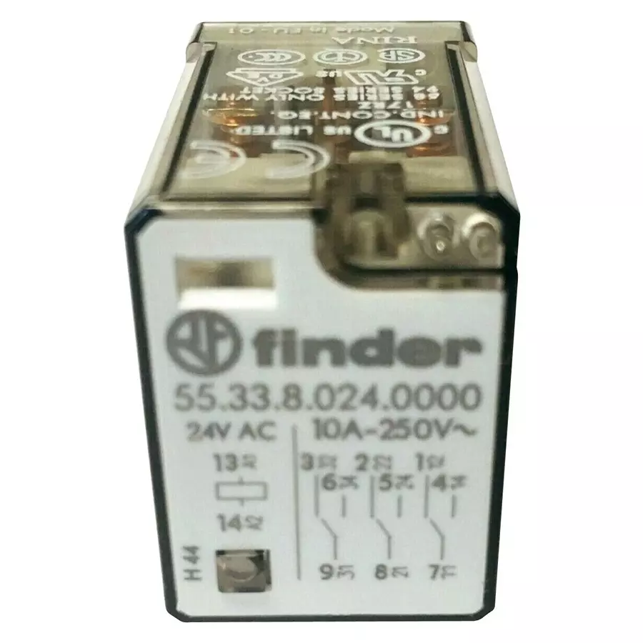 FINDER RELAY, 3PDT, 250VAC, 10A, 55.33.8.024.0000