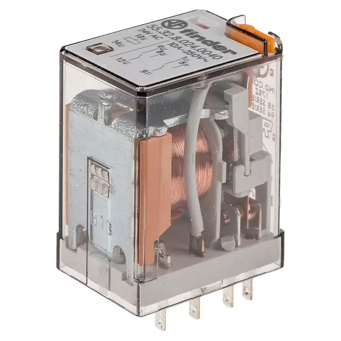 Finder Plug In Power Relay 24 V AC Coil 10 A Switching Current DPDT, 55.32.8.024.0040
