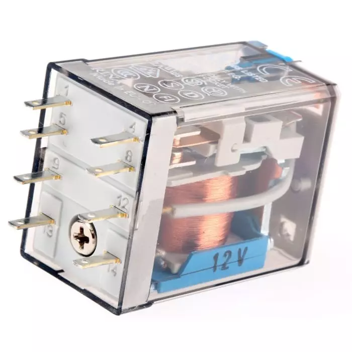 Finder Plug In Power Relay 12 V DC Coil 10 A Switching Current DPDT, 55.32.9.012.0040