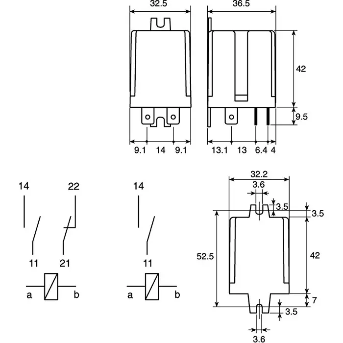 finder-flange-mount-power-relay-230-v-ac-coil-20-a-switching-current-spst-nc-spst-no-653182300000