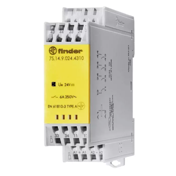 Finder DIN Rail Non-Latching Relay with Guided Contacts 110 V DC Coil 6 A Switching Current DPDT, 7S1491104220 (Pack of 5 Pcs)