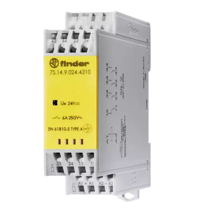 Finder DIN Rail Non-Latching Relay with Guided Contacts 120 V AC Coil 6 A Switching Current DPDT, 7S3481204220 (Pack of 5 Pcs)