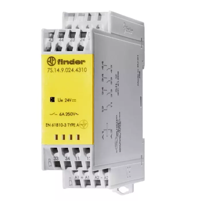 Finder DIN Rail Non-Latching Relay 230 V AC Coil 6 A Switching Current DPDT, 7S1482304220 (Pack of 5 Pcs)