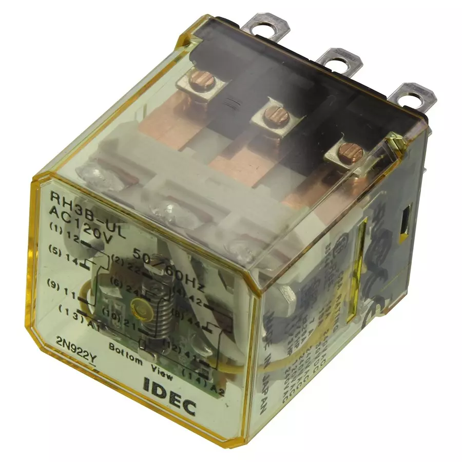 IDEC RELAY, 3PDT, 110VAC, 30VDC, 10A, RH3B-ULAC120V