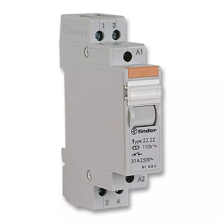 FINDER RELAY, DPST-NO, 250VAC, 20A, 22.22.8.110.4000