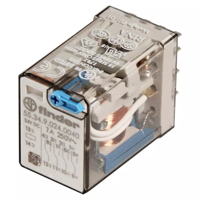 FINDER Relay, 4Pdt, 250VAC, 7A, 55.34.9.048.0040