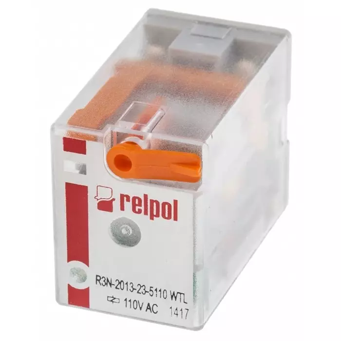 Relpol R3N Power Relay Plug In 3PDT Plug In 110 V AC 3450 Ω, R3N-2013-23-5110-WTL
