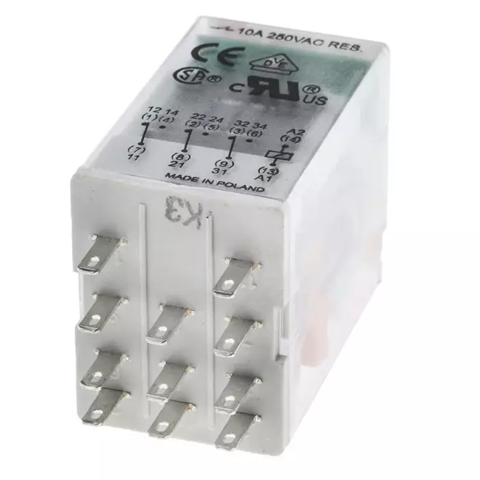 Relpol R3N Power Relay Plug In 3PDT Plug In 110 V AC 3450 Ω, R3N-2013-23-5110-WTL