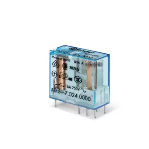 Finder PCB Mount Plug In Relay 24 V DC Coil 16 A Switching Current SPDT, 406190240000