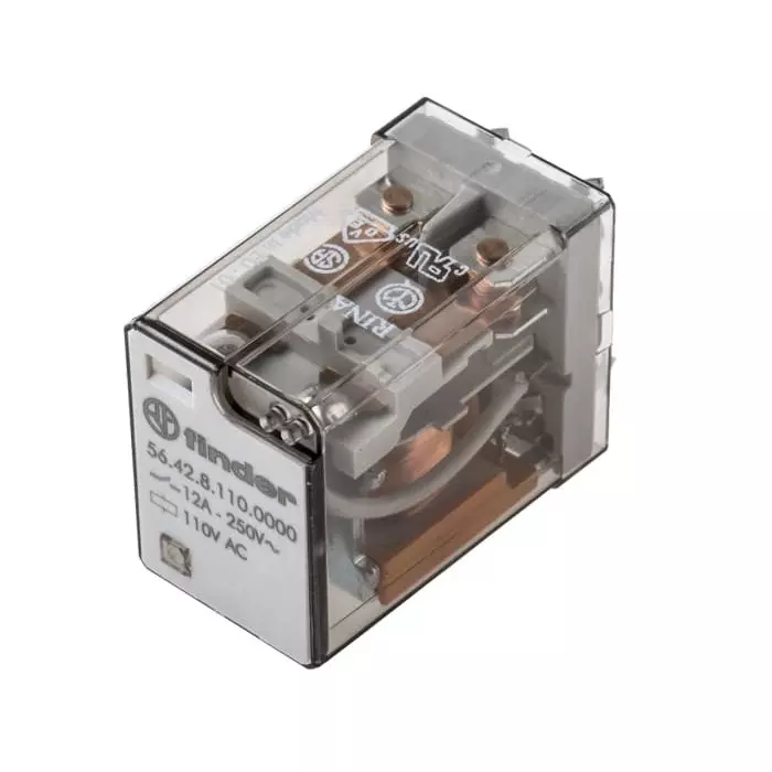 Finder PCB Mount Power Relay 110 V AC Coil 12 A Switching Current DPDT, 56.42.8.110.0000