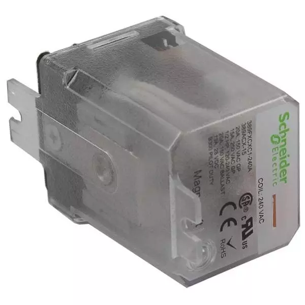 Schneider Electric Power Relay Panel Mount 2 Form C (DPDT-NO, NC) 25 Amp 600 V AC, 389FXBXC-120A