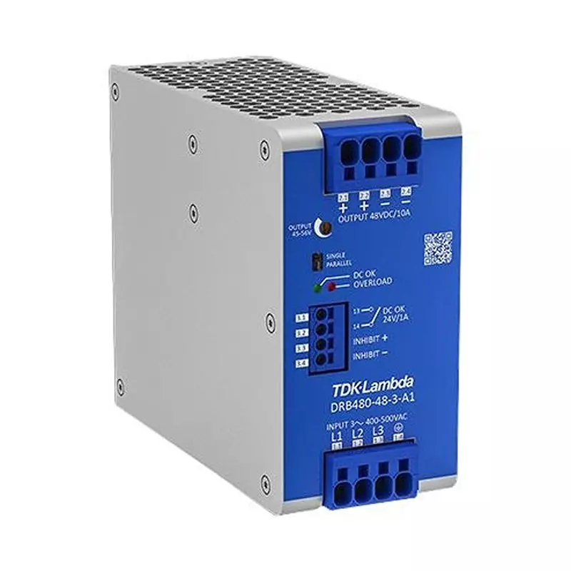 TDK-LAMBDA POWER SUPPLY, AC-DC, 48V, 10A, 480W, DRB480-48-3-A1