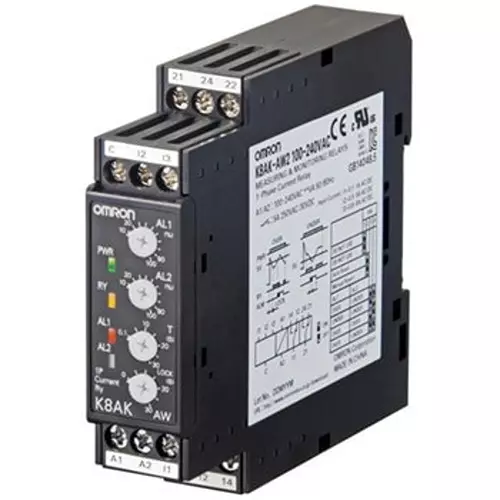 Omron Single-Phase Over/Under Current Relay, K8AK-AW3 100-240VAC
