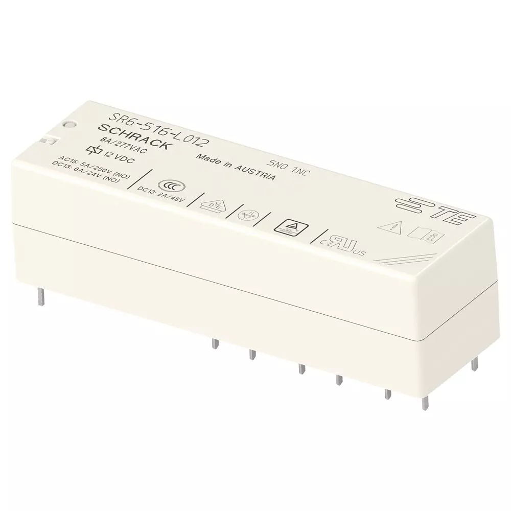 SCHRACK - TE CONNECTIVITY Power Relay 8 Amp Contact Current 5PST-NO, SPST-NC 12 V DC, 2-1558738-4