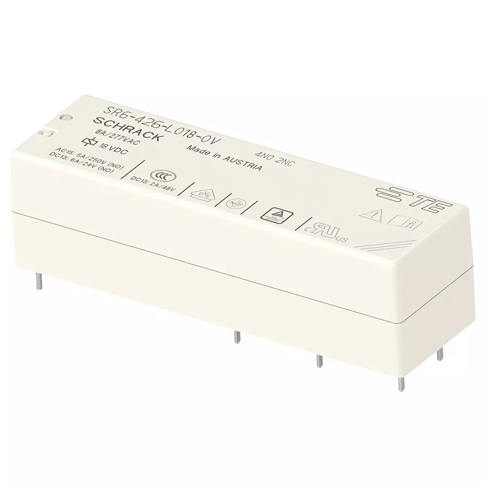 SCHRACK - TE CONNECTIVITY Power Relay 8 Amp Contact Current 4PST-NO, DPST-NC 18 V DC, 2-1558739-6