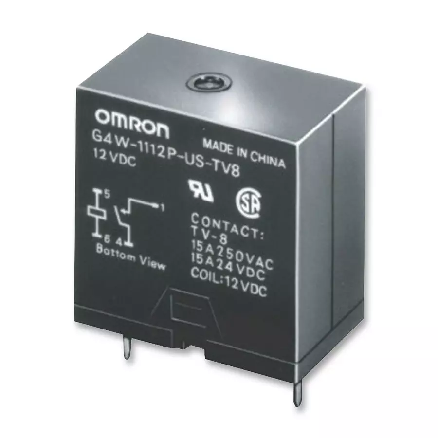 OMRON ELECTRONIC COMPONENTS RELAY, DPST-NO, 250VAC, 24VDC, 15A, G4W2212PUSTV5 DC12